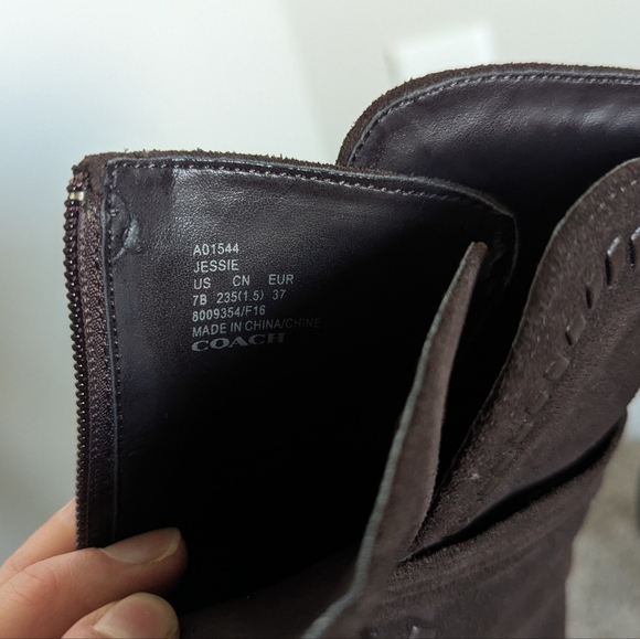 Coach Jessie Suede Silky Nappa Tassel Chestnut Brown Boots sz 7 - Picture 7 of 11